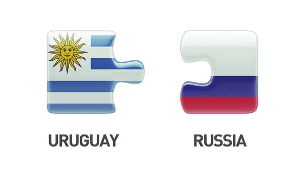 Concetto di Puzzle di Russia Uruguay — Foto Stock