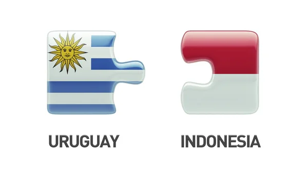 Concetto di Puzzle di Indonesia Uruguay — Foto Stock