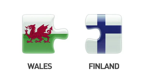Conceito de quebra-cabeça do país de Gales Finlândia — Fotografia de Stock