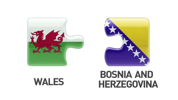 Wales Bosnien och Hercegovina pussel koncept — Stockfoto