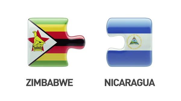Zimbabwe Nicaragua Puzzle Concept — Photo