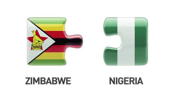 Zimbabwe Nigeria  Puzzle Concept — Stock Photo, Image