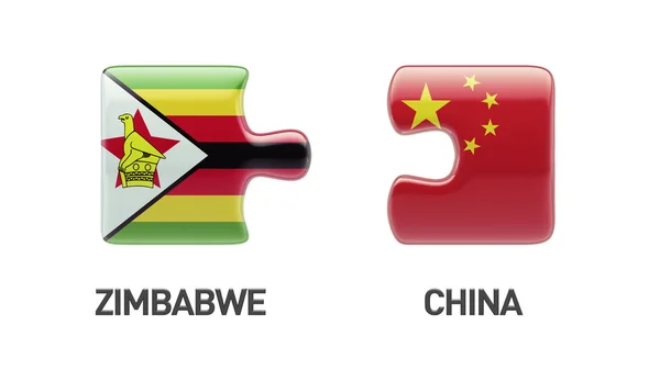 Zimbabwe China Puzzle-Konzept — Stockfoto