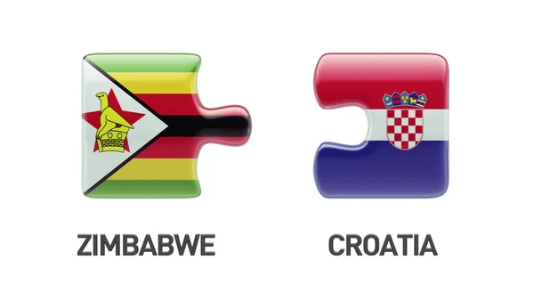 Zimbabwe Croatia Puzzle Concept — Stock Photo, Image