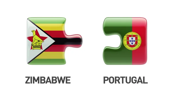 葡萄牙津巴布韦拼图概念 — 图库照片