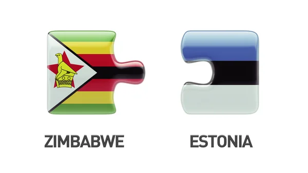 爱沙尼亚津巴布韦拼图概念 — 图库照片