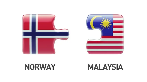 Norwegen Malaysia Puzzle-Konzept — Stockfoto