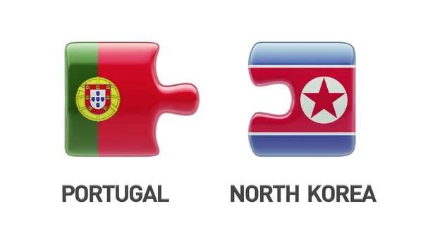 Portugal Conceito de Puzzle da Coreia do Norte — Fotografia de Stock