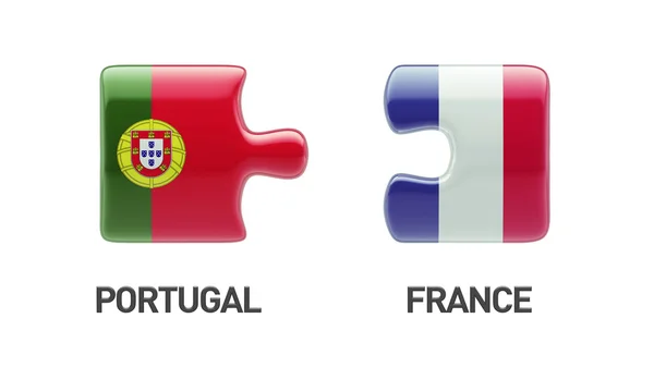 Koncepcja Puzzle Francja Portugalia — Zdjęcie stockowe