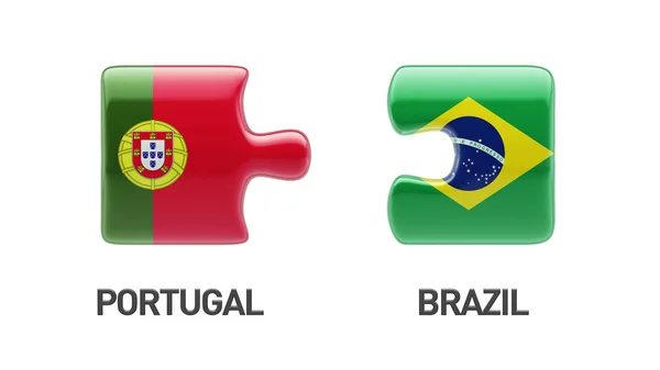 Portugal Brasil Puzzle Concepto — Foto de Stock