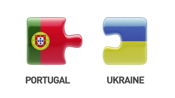 Portugal Ucrania Puzzle Concepto — Foto de Stock