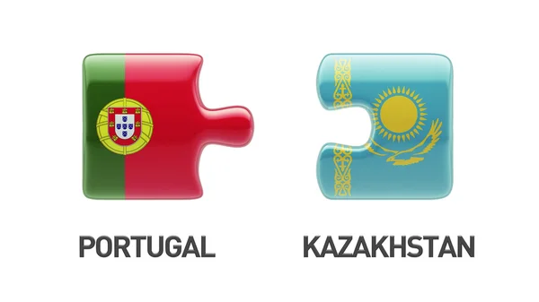 Kazakhstan Portugal  Puzzle Concept — Stock Photo, Image