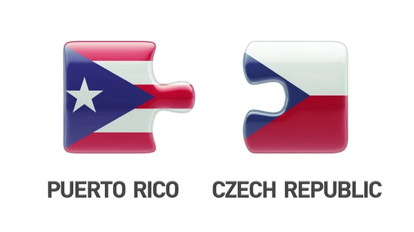 Porto Rico République tchèque Puzzle Concept — Photo