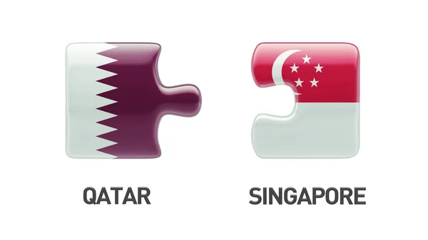 Singapore Qatar  Puzzle Concept — Stock Photo, Image