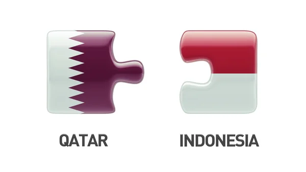 Indonesia Qatar  Puzzle Concept — Stock Photo, Image