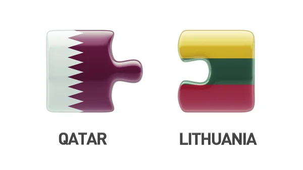 Lituania Qatar Puzzle Concepto —  Fotos de Stock