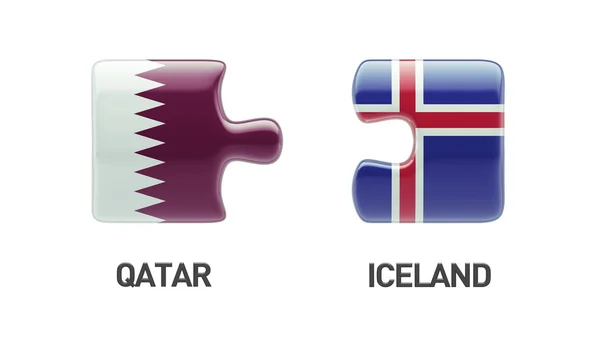 Islandia Qatar Puzzle Concepto —  Fotos de Stock