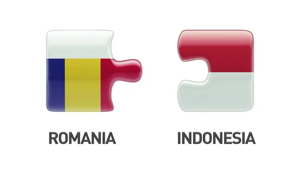 Indonésie Roumanie Puzzle Concept — Photo