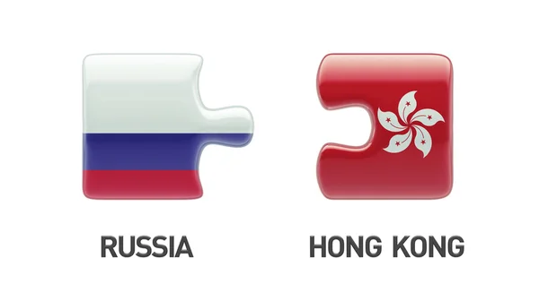 Russia Hong Kong  Puzzle Concept — Stock Photo, Image