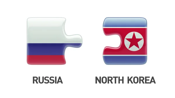 俄罗斯朝鲜拼图概念 — 图库照片