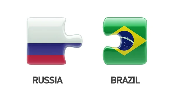 Russia Brazil  Puzzle Concept — Stock Photo, Image