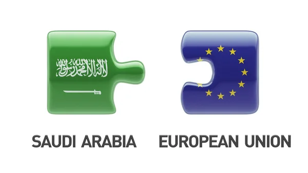 Europäische union saudi arabien puzzle-konzept — Stockfoto