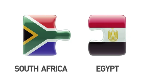 Jižní Afrika Egypt Puzzle koncept — Stock fotografie