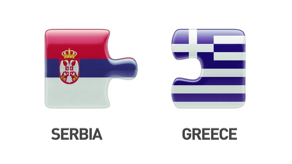 塞尔维亚希腊拼图概念 — 图库照片