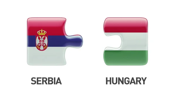 塞尔维亚匈牙利拼图概念 — 图库照片