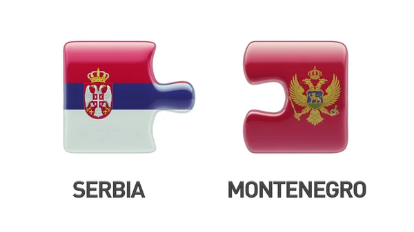 塞尔维亚黑山拼图概念 — 图库照片