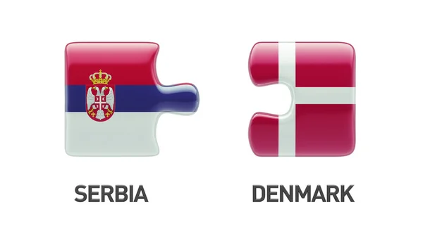 塞尔维亚丹麦拼图概念 — 图库照片