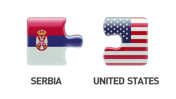 Serbien USA pussel koncept — Stockfoto