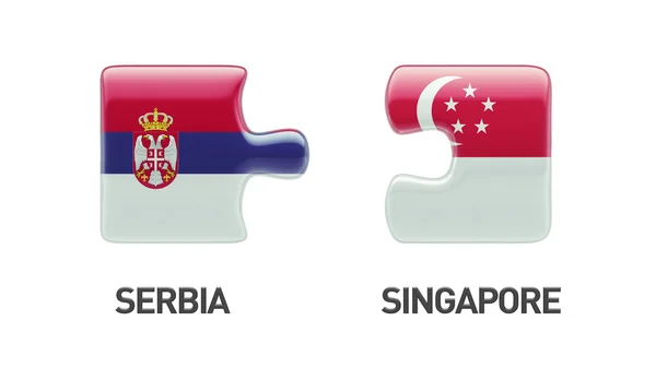 Konsep Puzzle Singapore Serbia — Stok Foto