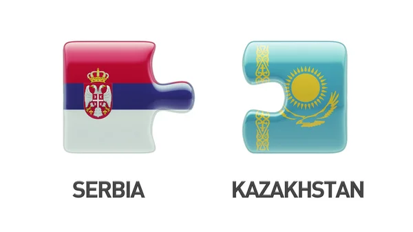 Kazakstan Serbien pussel koncept — Stockfoto