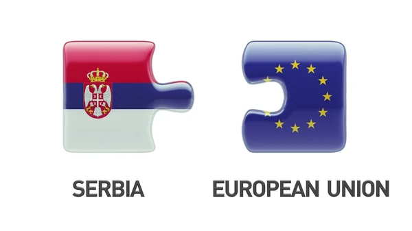 Unione Europea Serbia Puzzle Concept — Foto Stock