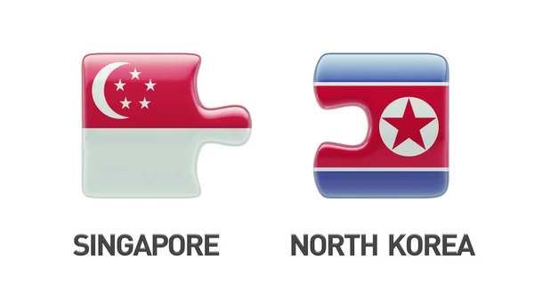 Singapore North Korea  Puzzle Concept — Stock Photo, Image