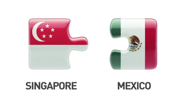 Singapore Mexico Puzzle Concept — Stock Photo, Image