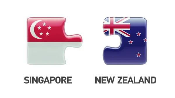 Singapura Nova Zelândia Puzzle Concept — Fotografia de Stock