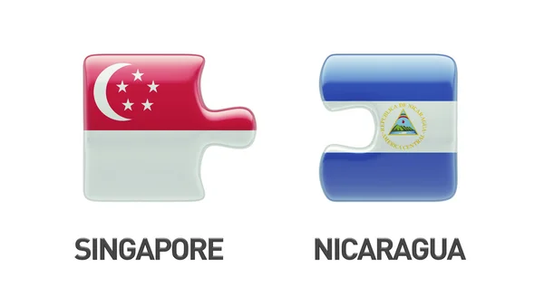 Singapur Nicaragua Puzzle Concepto — Foto de Stock