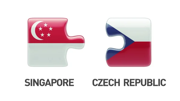 Singapura República Checa Puzzle Concept — Fotografia de Stock