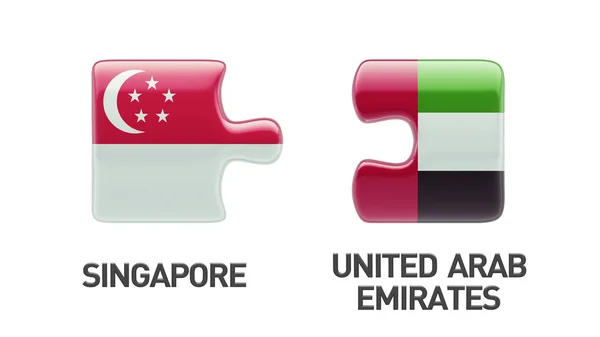 新加坡阿拉伯联合酋长国拼图概念 — 图库照片