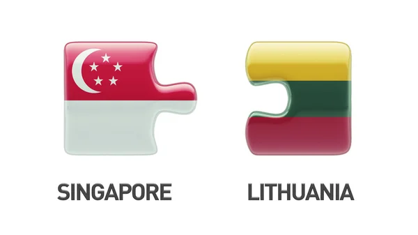 Lituania Singapur Puzzle Concepto — Foto de Stock
