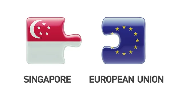 Unión Europea Singapur Puzzle Concepto —  Fotos de Stock