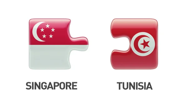 Tunisia Singapore  Puzzle Concept — Stock Photo, Image