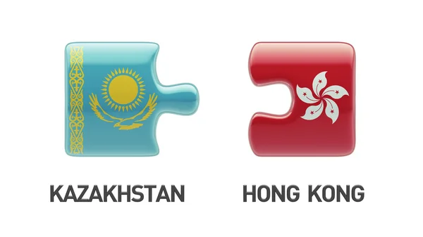 Kazakhstan Hong Kong  Puzzle Concept — Stock Photo, Image