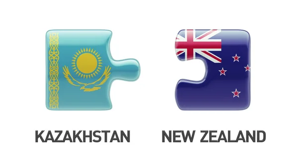 Kazakhstan New Zealand  Puzzle Concept — Stock Photo, Image