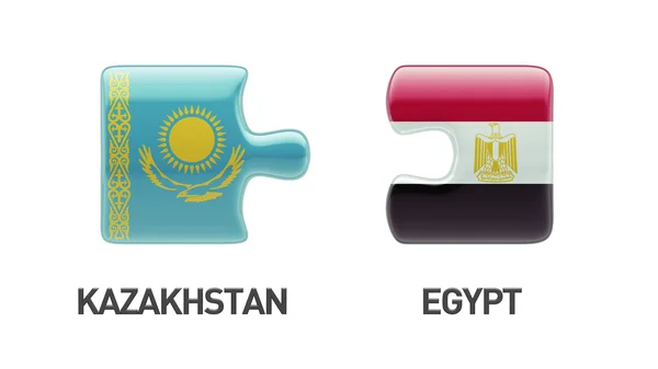 カザフスタン エジプト パズル コンセプト — ストック写真