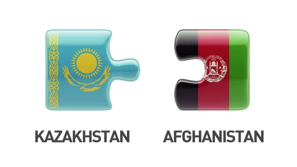 Kazakistan Afghanistan Puzzle Concept — Foto Stock