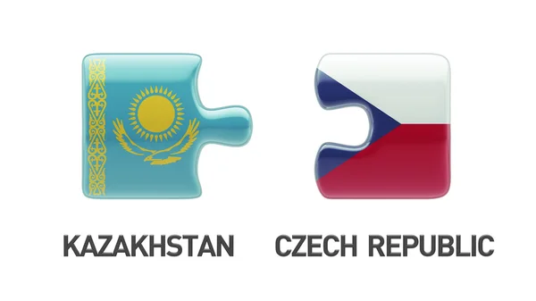 カザフスタン チェコ共和国パズル コンセプト — ストック写真