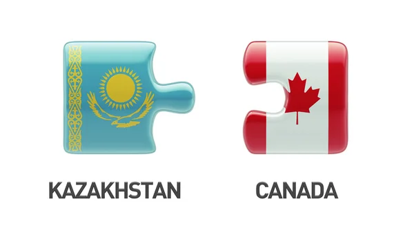 Koncept Puzzle Kanada Kazachstán — Stock fotografie